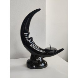 Vintage m�ne-lysestage i fajance, sort