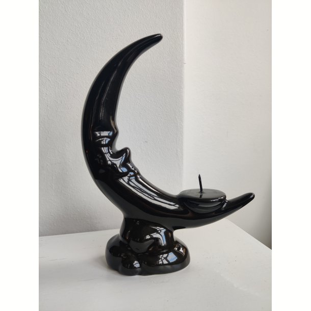 Vintage m�ne-lysestage i fajance, sort