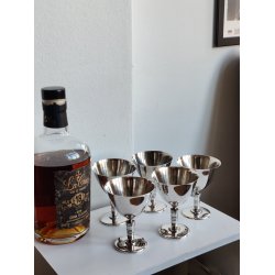 5 fors�lvede glas til portvin, rom el. lign.