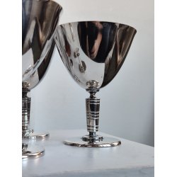 5 fors�lvede glas til portvin, rom el. lign.