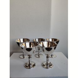 5 fors�lvede glas til portvin, rom el. lign.