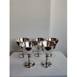 5 fors�lvede glas til portvin, rom el. lign.