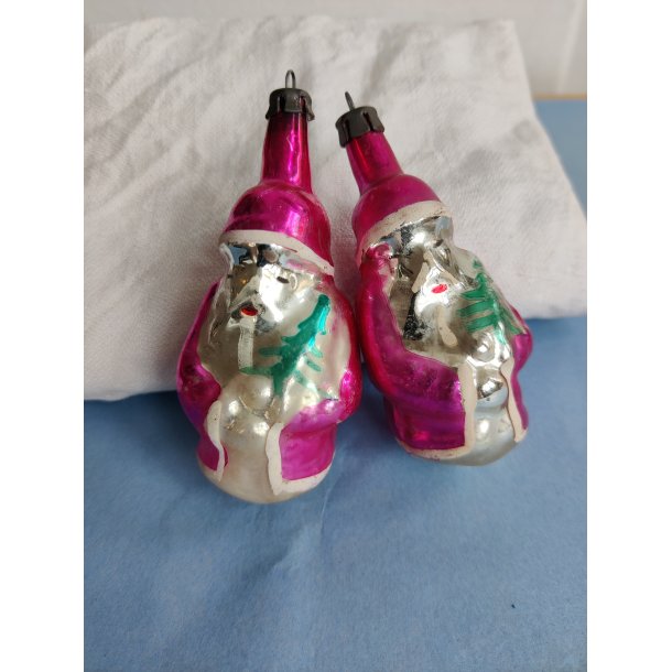 2 h�ndmalede vintage julem�nd julekugler