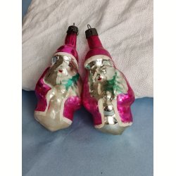 2 h�ndmalede vintage julem�nd julekugler