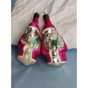 2 h�ndmalede vintage julem�nd julekugler