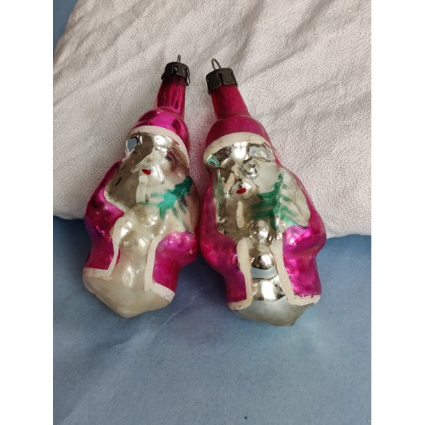 2 h�ndmalede vintage julem�nd julekugler