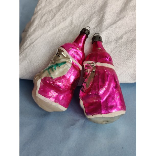 2 h�ndmalede vintage julem�nd julekugler