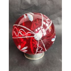 Gennemsigtig r�d. Stor vintage julekugle