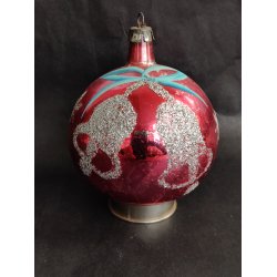 R�d med s�lvklokker. Vintage julekugle