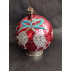 R�d med s�lvklokker. Vintage julekugle