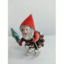 Japansk vintage ski-nisse med r�d hue
