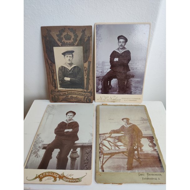 4 antikke fotos af s�m�nd