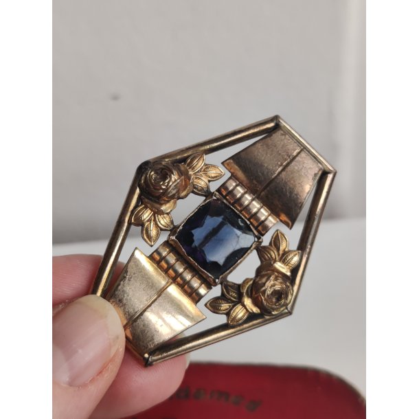 Antik stor fransk broche m. roser