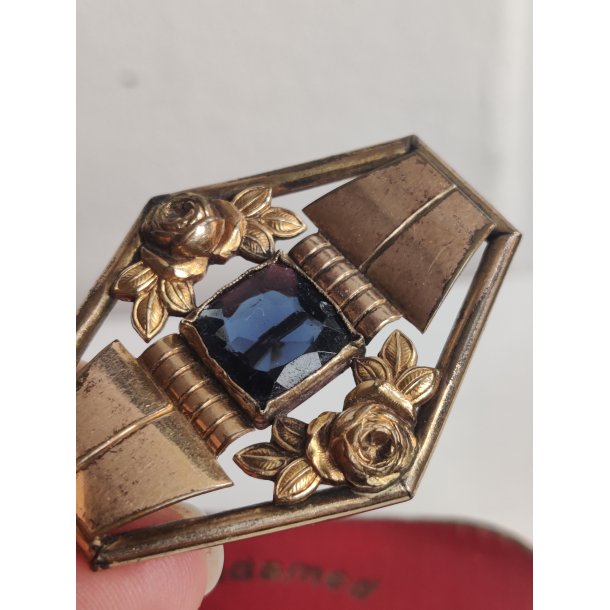 Antik stor fransk broche m. roser