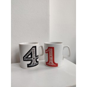 Retro nummer-krus 1 og 4, Staffordshire England