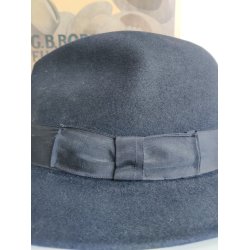 Vintage Borsalino herrehat, m�rkebl� fedora str. 6 1/2
