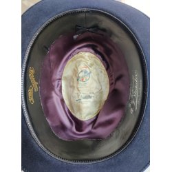 Vintage Borsalino herrehat, m�rkebl� fedora str. 6 1/2
