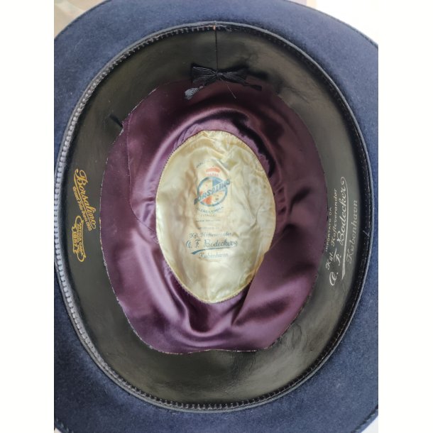 Vintage Borsalino herrehat, m�rkebl� fedora str. 6 1/2
