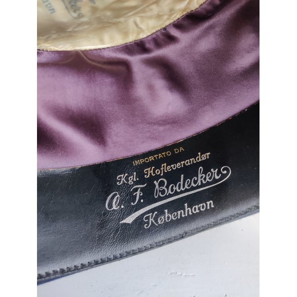 Vintage Borsalino herrehat, m�rkebl� fedora str. 6 1/2