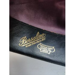 Vintage Borsalino herrehat, m�rkebl� fedora str. 6 1/2