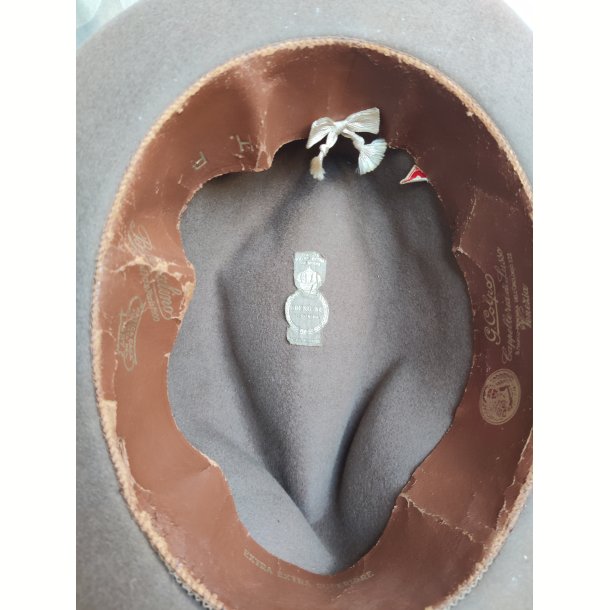 Vintage Borsalino herrehat, lysebrun fedora str 5