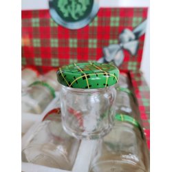 Vintage kasse med 12 mini sylteglas fra Skotland