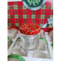 Vintage kasse med 12 mini sylteglas fra Skotland