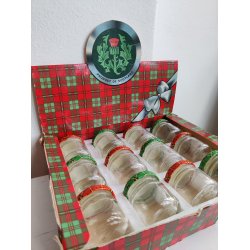 Vintage kasse med 12 mini sylteglas fra Skotland