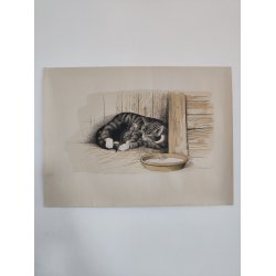 Ib Andersen tryk af kattemor og killinger, 1941