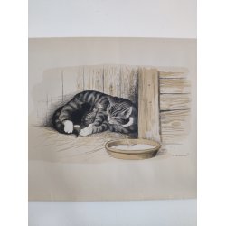 Ib Andersen tryk af kattemor og killinger, 1941