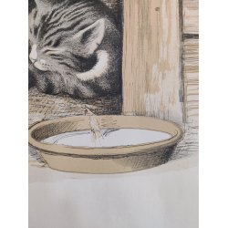 Ib Andersen tryk af kattemor og killinger, 1941