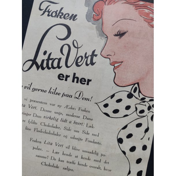 Fr�ken Lita Vert, reklame for Galle &amp; Jessen 1934
