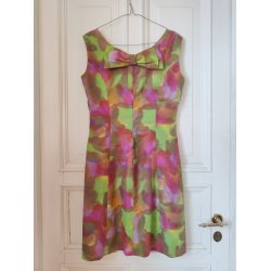 Farverig kjole, 1960'erne, med sl�jfe p� ryggen