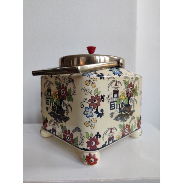 Engelsk chinoiserie krukke til the eller kager, ca. 1930-1940