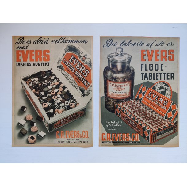 Org. reklame 1940: Evers lakridskonfekt