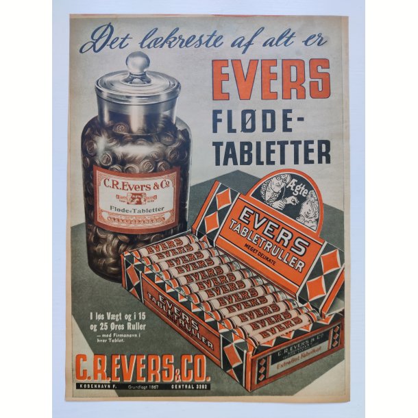 Org. reklame 1940: Evers Fl�detabletter 