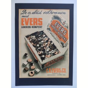 Org. reklame 1940: Evers lakridskonfekt