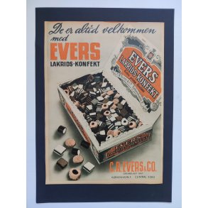 Org. reklame 1940: Evers lakridskonfekt