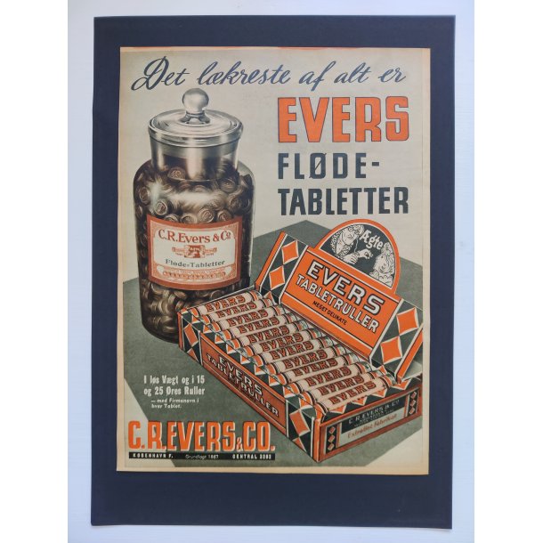 Org. reklame 1940: Evers Fl�detabletter 