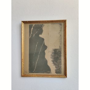 Linoleumstryk af kvindefigur, 1972