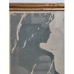 Linoleumstryk af kvindefigur, 1972