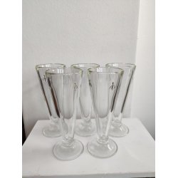 5 franske Abeille champagneglas fra La Roch�re, Paris Mus�es