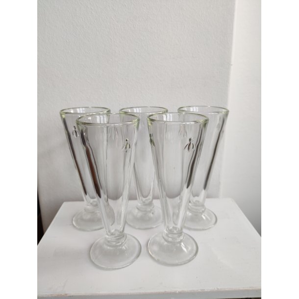 5 franske Abeille champagneglas fra La Roch�re, Paris Mus�es