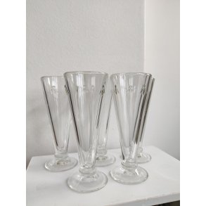 5 franske Abeille champagneglas fra La Roch�re, Paris Mus�es