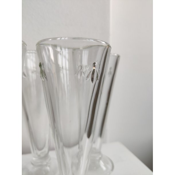 5 franske Abeille champagneglas fra La Roch�re, Paris Mus�es