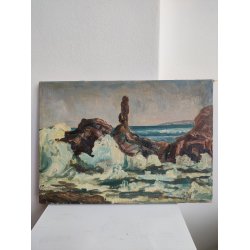 .Oliemaleri af Svend C. Nielsen (1908-1993), motiv fra Bornholm