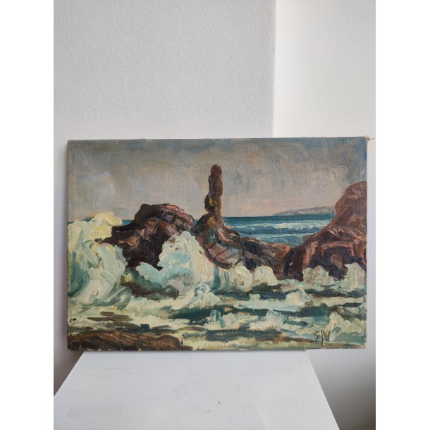 .Oliemaleri af Svend C. Nielsen (1908-1993), motiv fra Bornholm