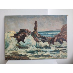 .Oliemaleri af Svend C. Nielsen (1908-1993), motiv fra Bornholm