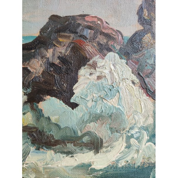 .Oliemaleri af Svend C. Nielsen (1908-1993), motiv fra Bornholm