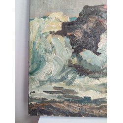 .Oliemaleri af Svend C. Nielsen (1908-1993), motiv fra Bornholm